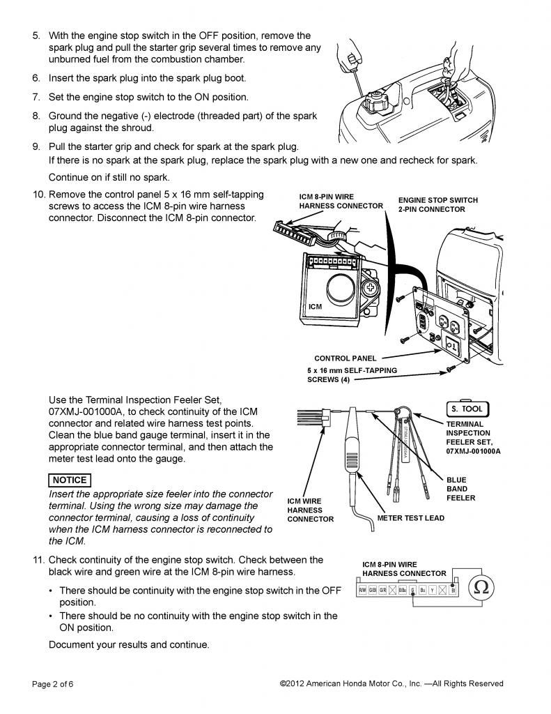 Honda EU2000i Ignition Troubleshooting Procedure Good Sam Community